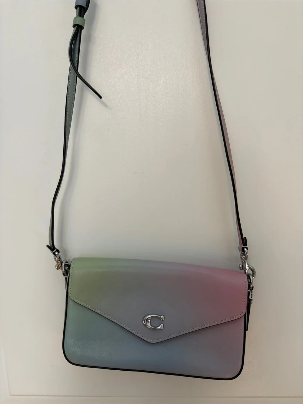 Coach Gradient Pastel Leather Crossbody Bag — Green Blue Pink